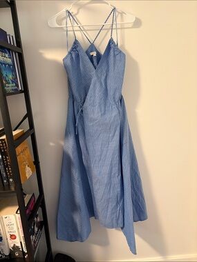 MOVING SALE - LIKE NEW Joie French Chambray V-Neck 100% Cotton Wrap Midi Dress
